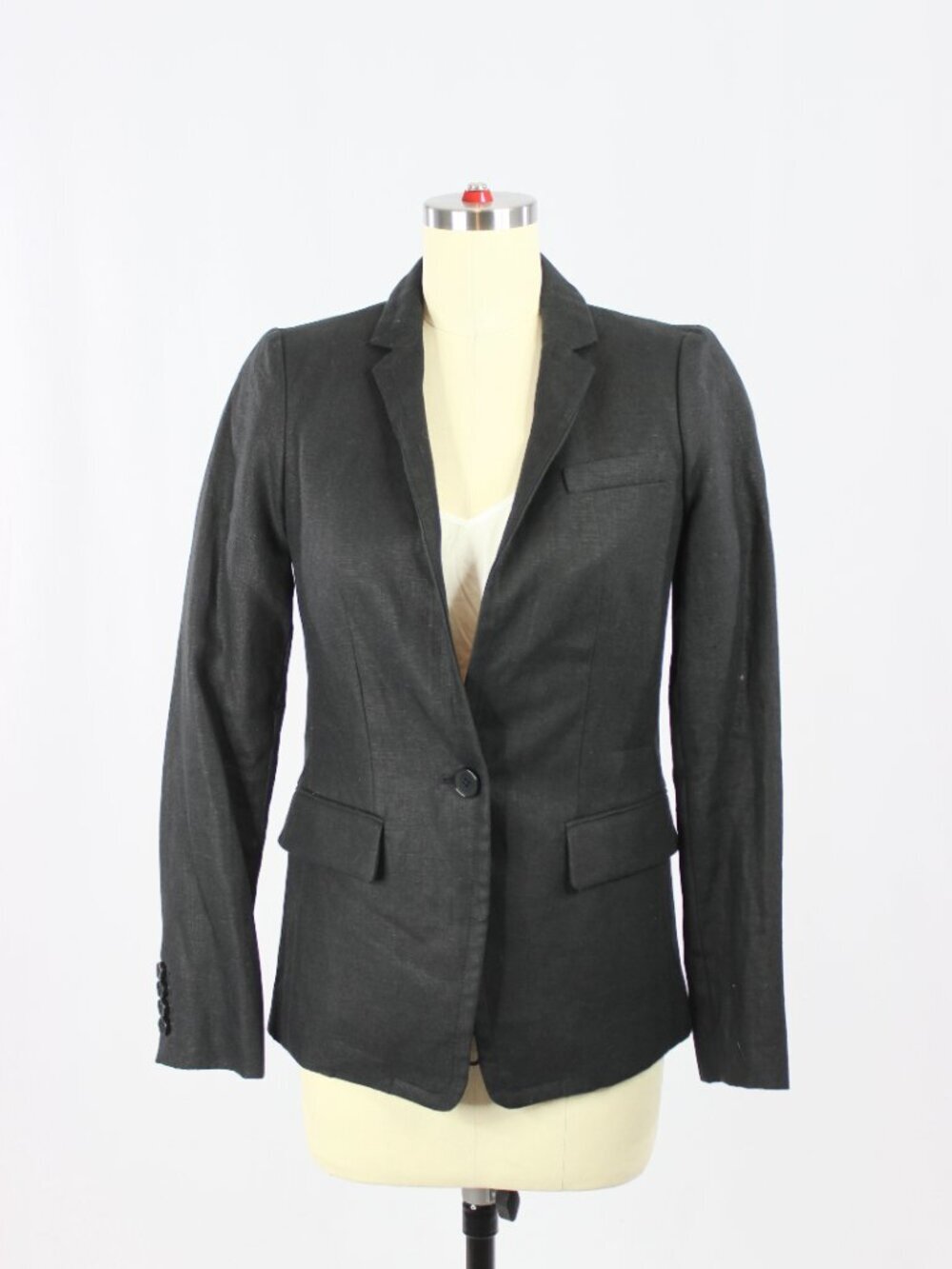 J.CREW Regent Black 100% Linen Slim Single Breasted Blazer, Size 00